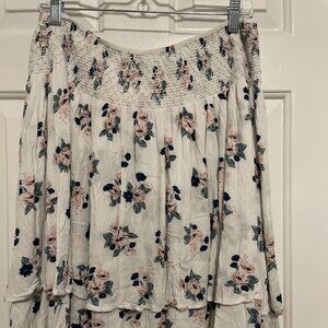 Torrid White Floral Smocked Ruffle Mini Skirt